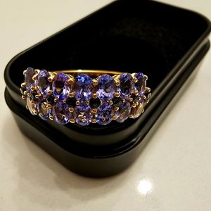 14k yellow gold Tanzanite and Sapphire ring
